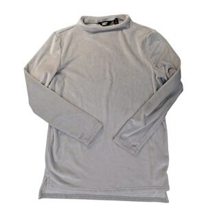 Land's End Gray Soft Velvet L/ Sleeve Pullover Mock Neck Tunic Top Womens Size S